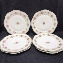 Lot Of 6 - Antique Mignon Z.S. &amp; Co Bavaria 8.25” pink rose plates w/ Gold Trim - £21.56 GBP