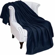 Luxury Navy Blue Fleece Throw Blanket King/Cal King Solid Color Weighted... - £47.85 GBP