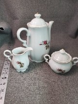 Vintage Japanese Porcelain Teapot, Creamer and Sugar Set Floral, Rose 5 Pcs - £29.61 GBP