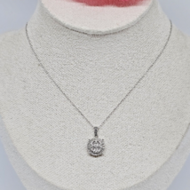 925 Sterling Silver - SK9 White Sapphire &amp; Diamond Pendant Chain Necklace - £39.17 GBP