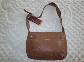 Nwt Stone Mountain Hamptons Collection Tan Genuine Leather Shoulder Bag Purse - $98.01