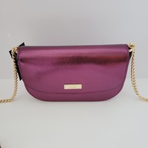 Kate Spade KI955 Krista Metallic Leather Flap Crossbody Handbag Dark Raspberry - $118.39