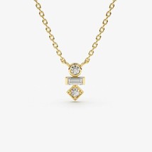 0.17CT Baguette Mix Simulated Diamond Mini Pendant Necklace 14k Yellow Gold Over - £51.54 GBP