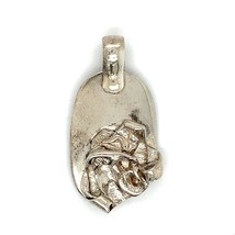 Vtg Signed PF Sterling Silver Handmade Carved Contemporary Abstract Oval Pendant - £42.71 GBP