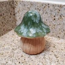 Ceramic Mushroom Garden Statue, Green Toadstool, Mushroom Figurine, Fairy Garden image 2