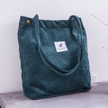 Women Corduroy Shopping Bag Female Canvas Cloth Shoulder Bag Environmental Stora - £13.98 GBP