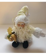 Santa Claus Ornament 8&quot; Victorian Style Yellow White Father Time Gold St... - £11.60 GBP