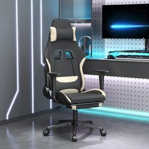 Gaming Chair with Footrest Black and Cream Fabric - $189.49