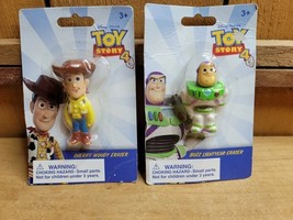 Set of 2 Disney Pixar Toy Story 4 Eraser Woody &amp; Buzz Lightyear School E... - $13.62
