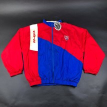 Vintage K Swiss Mens XL Red White Blue Nylon Track Jacket Colorblock Cre... - $74.79