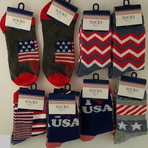 Patriotic Socks Red White Blue Men’s Size 4-11 One Pair/Pk, Select: Design - £2.35 GBP