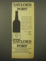1965 Taylor's Vintage Reserve Port Advertisement - £14.78 GBP