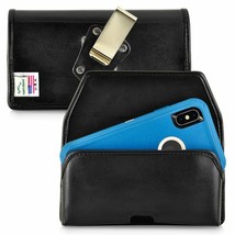 I Phone 12 Pro Max Fits Otterbox Defender Black Leather Holster Belt Clip Case - $37.99