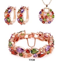 Hot Sale Rose GolMulti Cubic Zirconia Charming  Jewelry Sets For Elegant Women o - £23.75 GBP