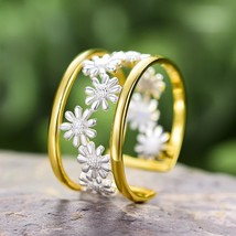 Elegant Little Daisy Flower Adjustable Rings for Women Real 925 Sterling Silver  - £26.15 GBP