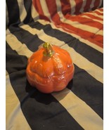 Ceramic Pumpkin Trinket Box Sealed With Lid Orange 4” Halloween Decor  - $279.36 MXN