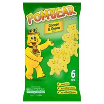 POM-BAR Pombear Bear Shaped Chips Cheese & Onion -6 Snack bags-FREE Shipping - £6.99 GBP