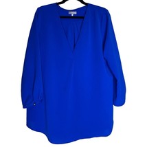 Ellie Kai Women Size 12 Cobalt Blue Tencal &amp; Spandex Blend v-neck blouse... - £18.45 GBP