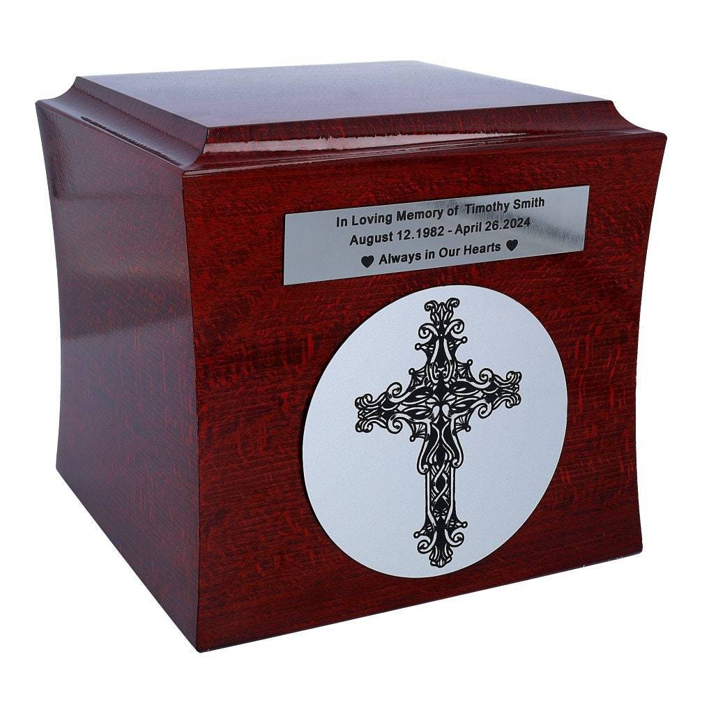 Cremation urn with celtic cross for human ashes Celtic symbol urn memorial box C - $138.00