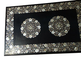 Marble Black Dining Table Top Mother of Pearl Inlay Mosaic Work Patio Art H2701 - £1,169.17 GBP+