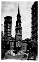 Saint Pauls Chapel New York City Tower and Churchyard White Border Postcard - £3.82 GBP