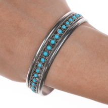 7 1/8&quot; Vintage sterling and snake eye turquoise southwestern cuff bracelet - $143.55