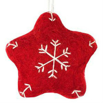 Fair Trade Holiday Handmade Red Snowflake Star Christmas Tree Ornament - £6.85 GBP