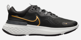 Nike Women&#39;s React Miler 2 Running Shoes Black/Metallic Gold-Dark Smoke ... - $76.28