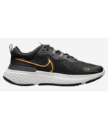 Nike Women&#39;s React Miler 2 Running Shoes Black/Metallic Gold-Dark Smoke ... - $76.28