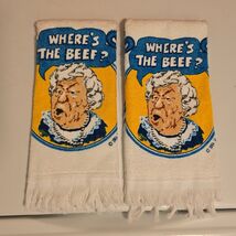 Vintage 1984 Wendy&#39;s &quot;Where&#39;s The Beef?&quot; Hand Towels X 2 NWOT READ - $60.53 CAD