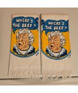 Vintage 1984 Wendy&#39;s &quot;Where&#39;s The Beef?&quot; Hand Towels X 2 NWOT READ - $789.26 MXN