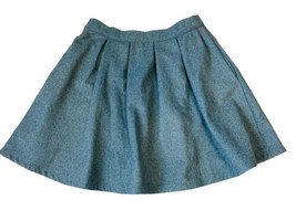 ModCloth Mini Skirt Smoke Gray Wool Blend Pockets Pleated Size Med Side ... - £12.10 GBP