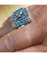 Artisan made American Indian Chief Turqouise Mens ring sterling silver. ... - $216.23 CAD