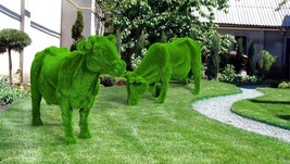 Outdoor Cows Topiary Green Figures covered in Artificial Grass Sculptures - £5,505.03 GBP