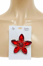 2.5" Diameter Large Red Acrylic Crystals Cluster Flower Statement Brooch Pin - $18.05