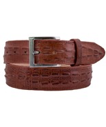 Chedron Western Cowboy Leather Crocodile Alligator Tail Belt Silver Buckle - $29.99
