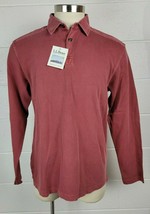 NWT LL Bean Rangely Canvas Long Sleeve Polo Shirt Cotton Clay Red 0BKL5  M - $21.38