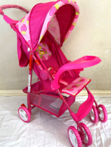 STROLLER/CARRIAGE Foldable,Heavy Duty, Adjustable 39&quot; Handle,Pink W/ Strawberry - £95.64 GBP