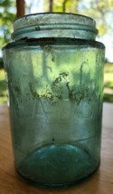 RARE vintage blue glass Atlas Strong Shoulder Mason pint canning jar  - $48.41