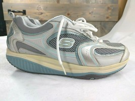 Skechers Shape-Ups 12320 XF Shoes Silver Blue Toning Walk Rocker Womens ... - £20.15 GBP