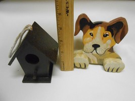 Wooden handmade Handpainted Dog &amp; hanging tiny bird house NICE LOT  SALE 0.99 - £0.77 GBP