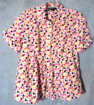 Womens size 6 Button Down Shirt Top Colored Dots Retro Style SS Style &amp; Co - £6.38 GBP