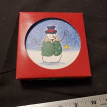 Button Up Set Of 4 Snowman 4.25&quot; Stone Coasters Kohls NIB - $8.55