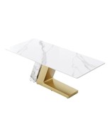 Luxury Modern Artificial Stone Dining Table with Golden Metal Legs - $3,529.80 CAD