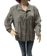 Carlisle Tan Black 100% Silk Animal Print Button Up Blouse Womens Size 16 - $24.93