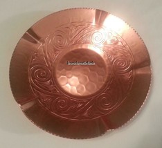 Kraftware Hammered Etched Copper Color Shallow Low Console Bowl Vtg Arts &amp; Craft - £27.45 GBP