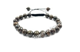 Natural Bronzite 8x8 mm Round Beads Thread Bracelet TB-76 - £8.63 GBP