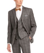 MSRP $425 Bar Iii Slim-Fit Gray/Brown Plaid Suit Separate Jacket Size 42... - £84.86 GBP