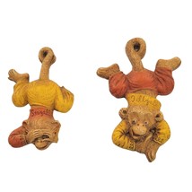 Vintage MP 1948 Monkey Seezall Tellzall Wooden Wall Hanging Set of 2 - $19.64