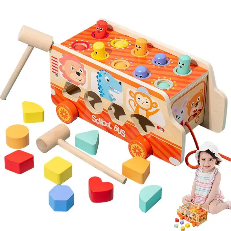 Shape Sorter Car Blocks Shape Sorter Toy With Whack-a-mole Hand-Eye Coordination - £24.66 GBP